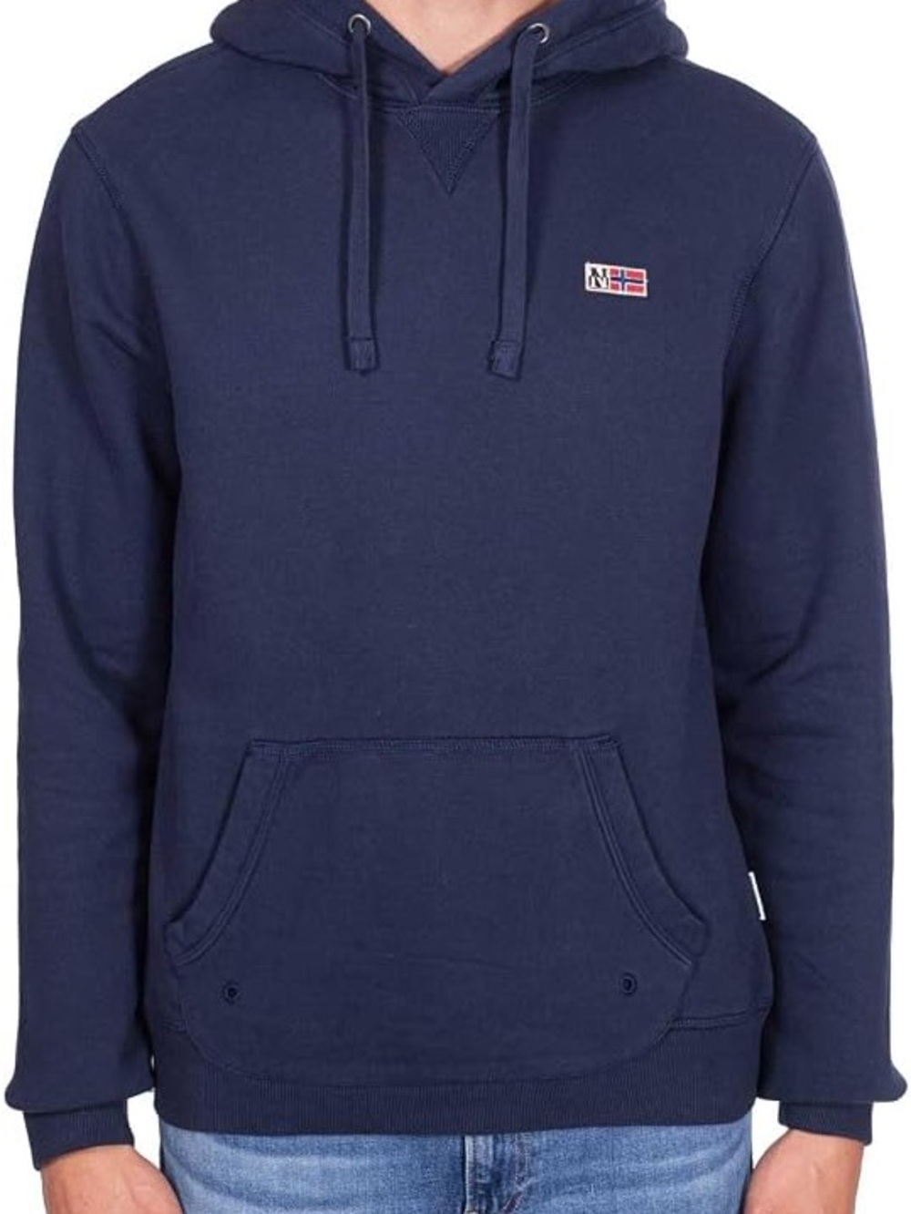 Napapijri Men's Navy Blue Pullover Hoodie with Small Chest Patch